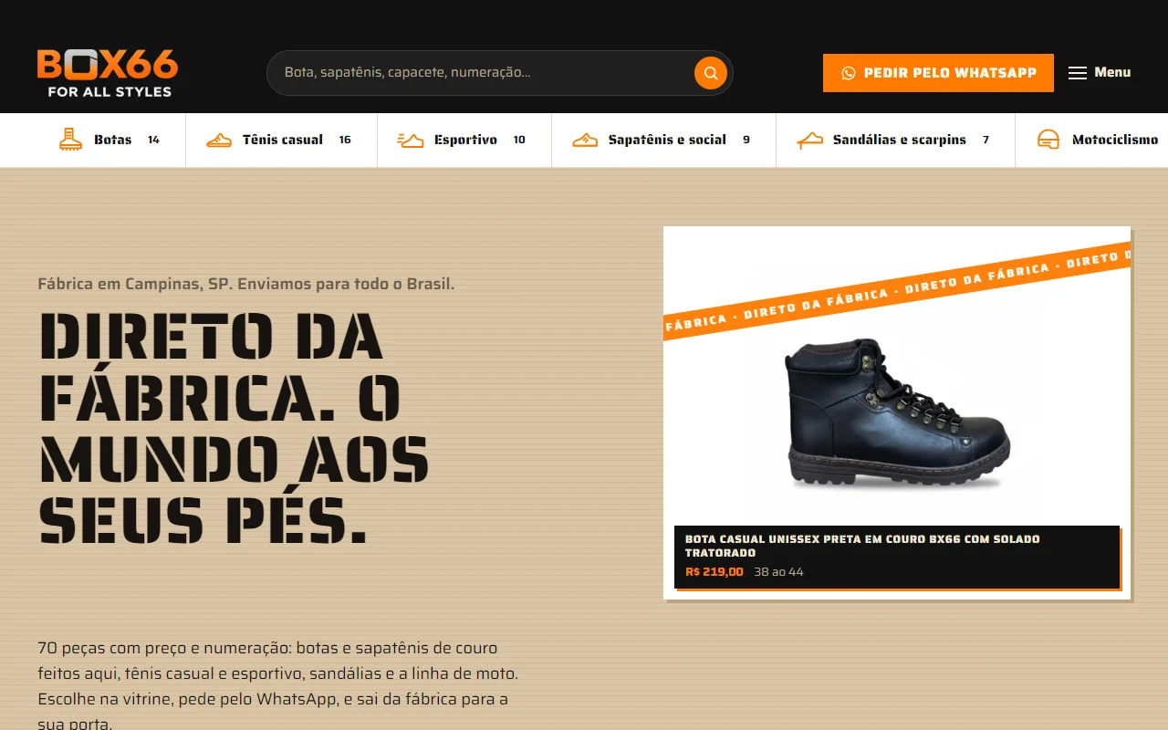 First screen of the Box66 website