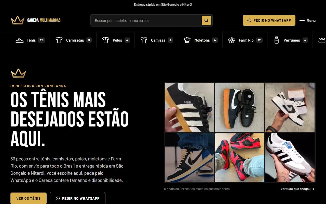 First screen of the Careca Multimarcas website