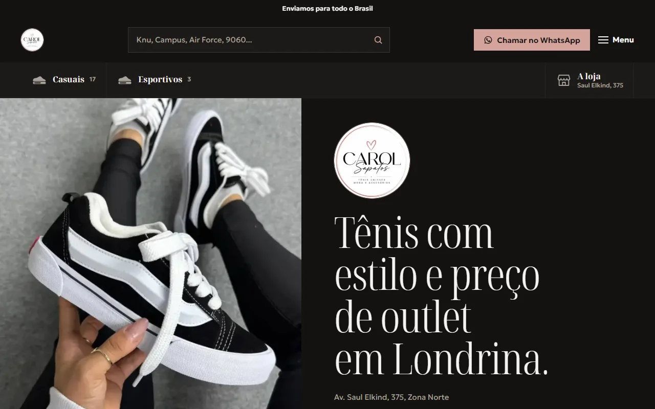 First screen of the Carol Sapatos website