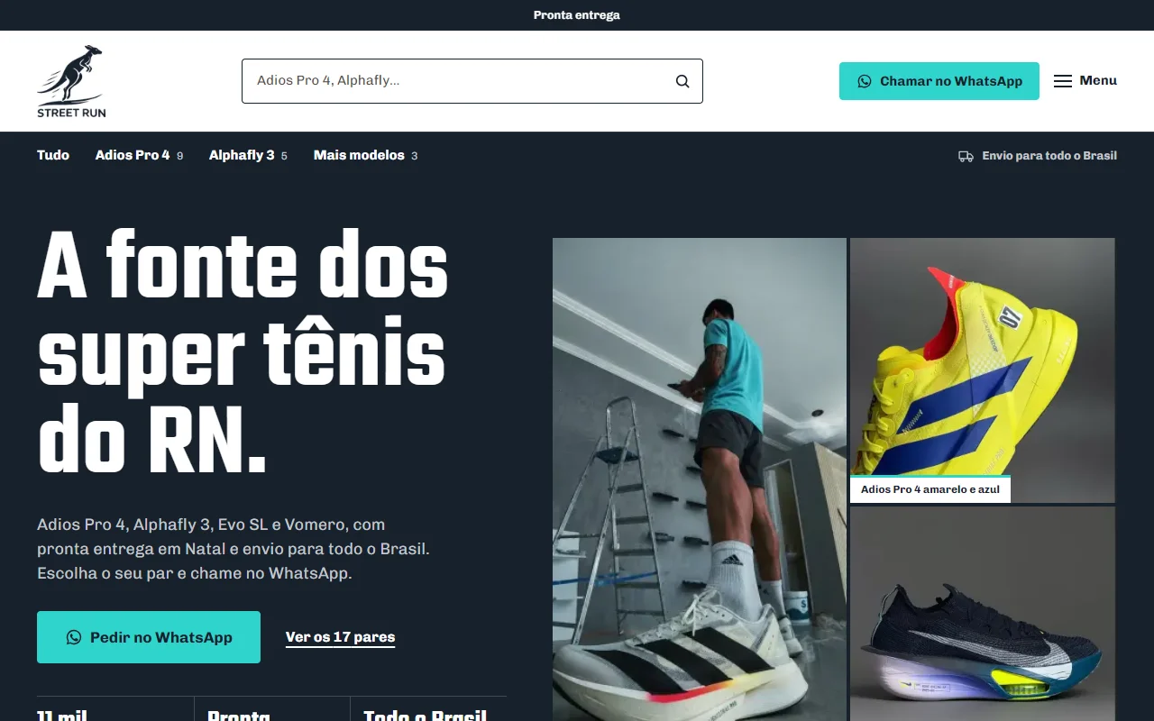 First screen of the Company Street Run website