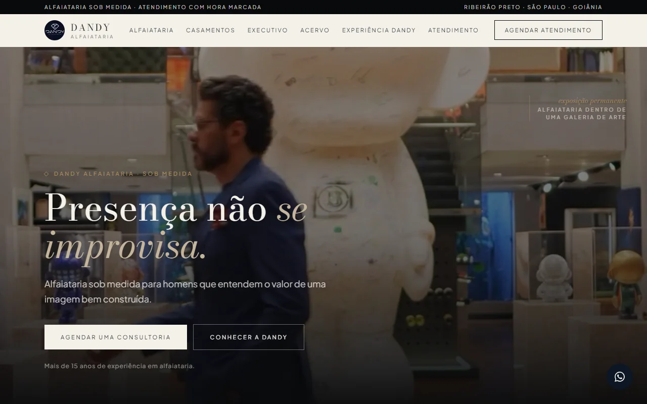 First screen of the Dandy Alfaiataria website