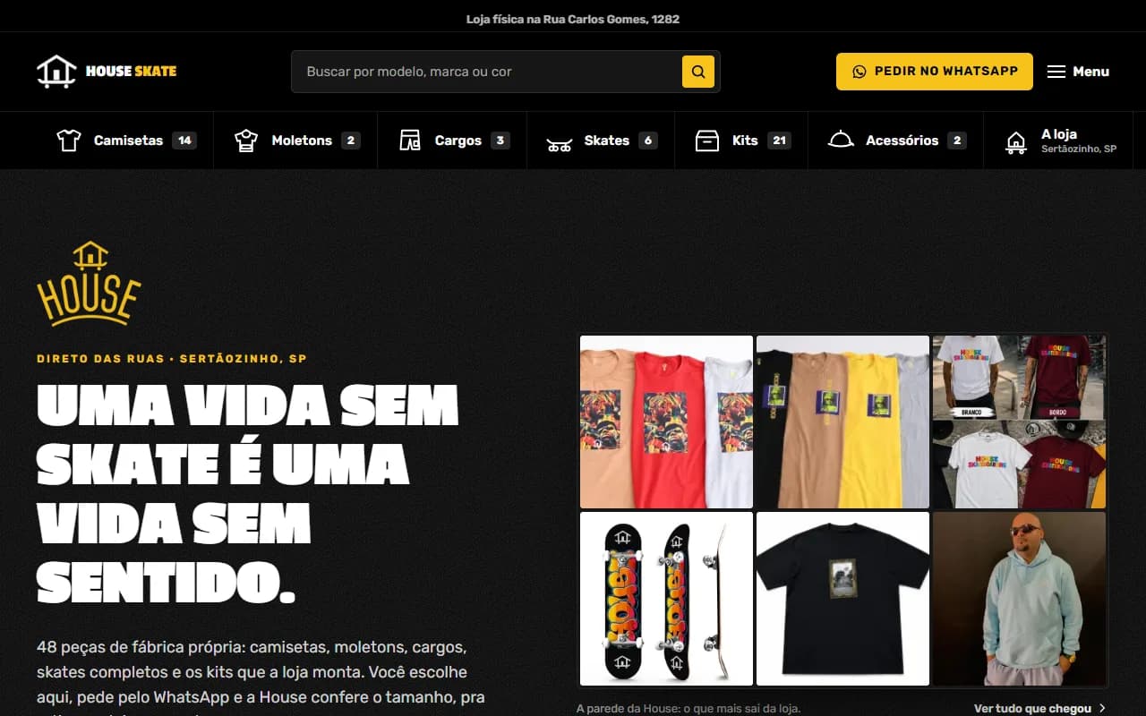 First screen of the House Skate website