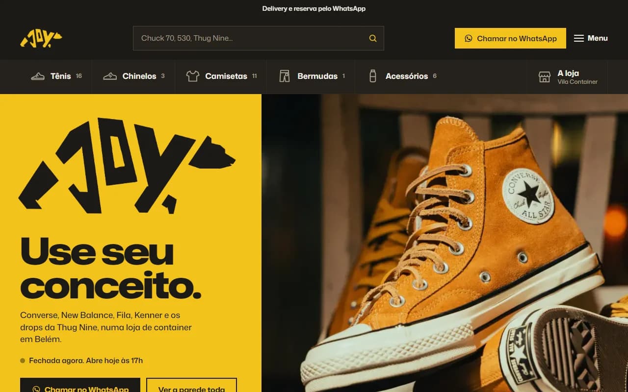 First screen of the Joy Street Wear website