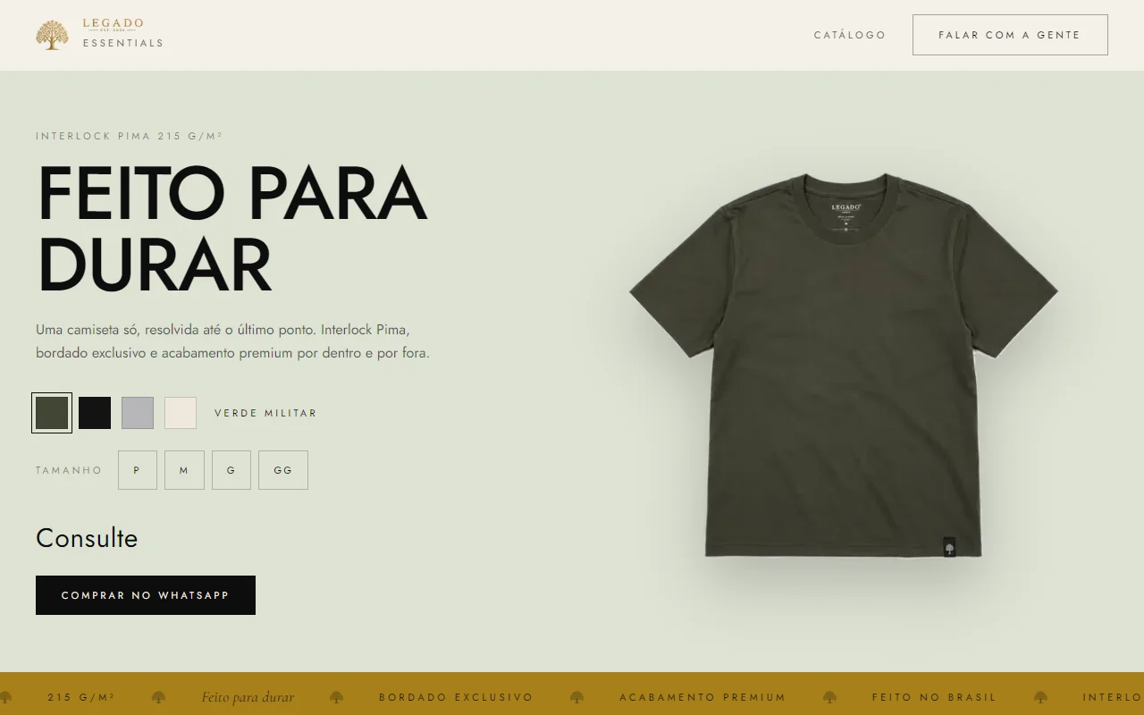 First screen of the LEGADO essentials website