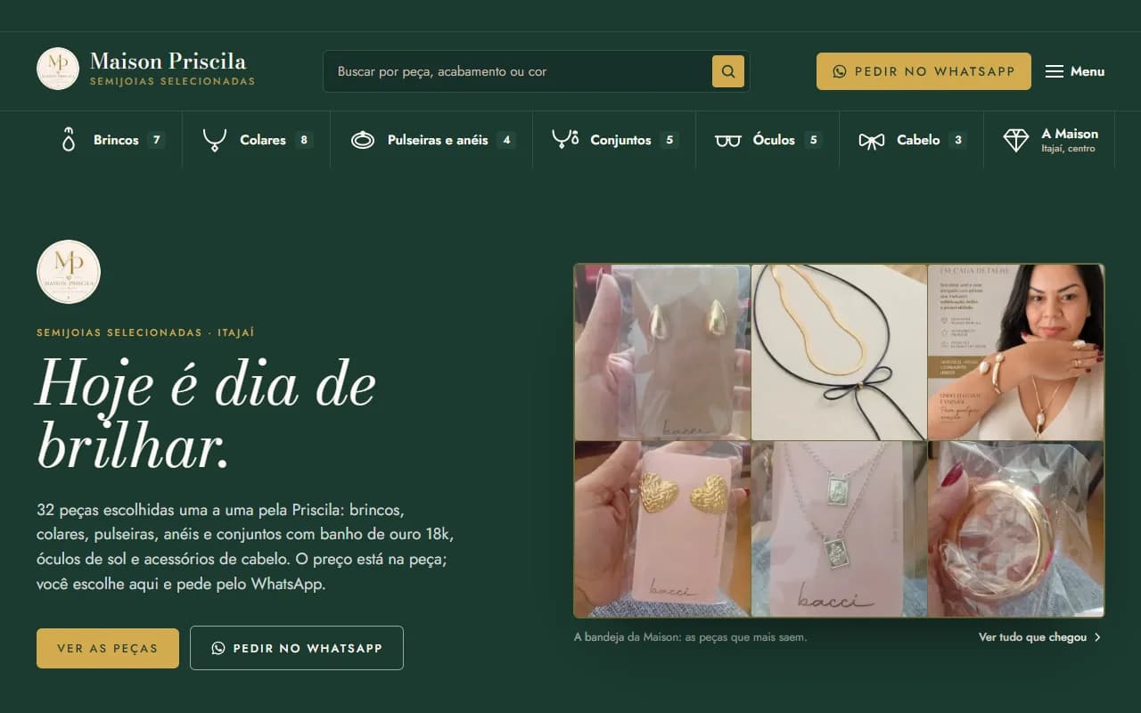 First screen of the Maison Priscila website