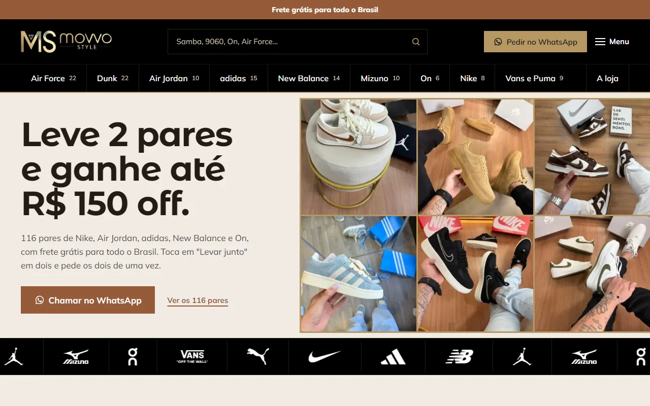 First screen of the Movvo Style website