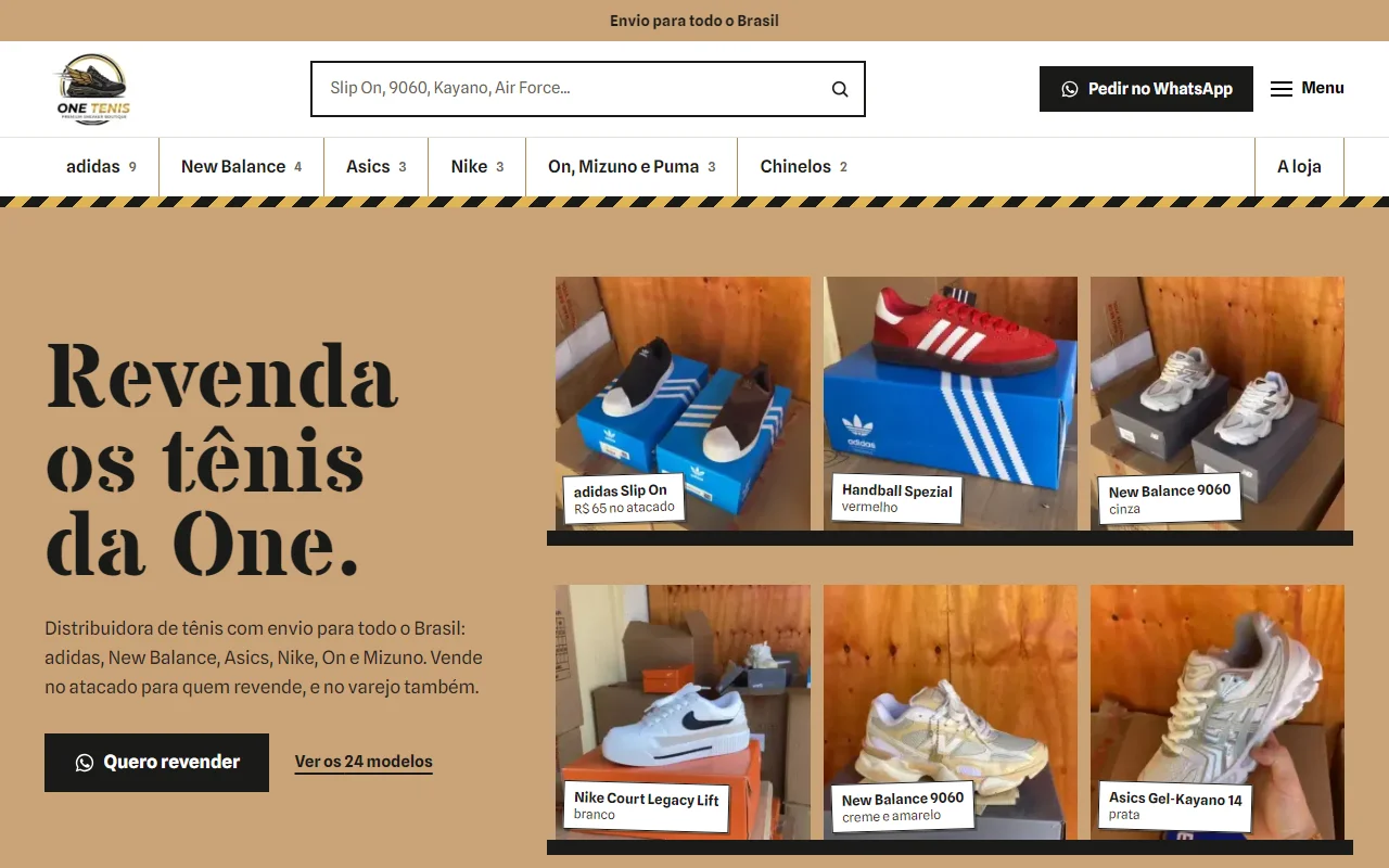 First screen of the One Tênis website