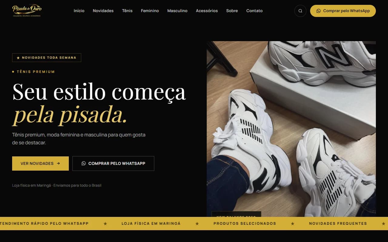 First screen of the Pisada de Ouro website