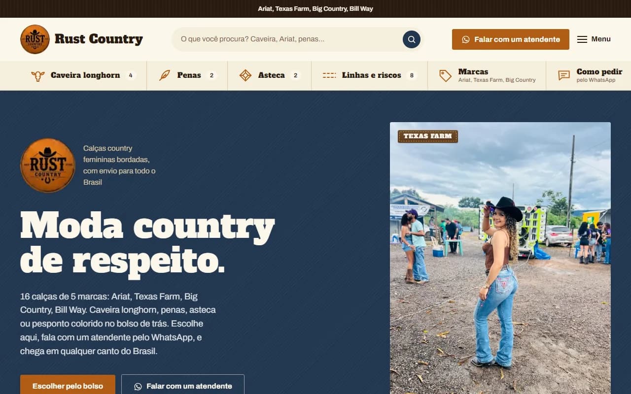 First screen of the Rust Country website