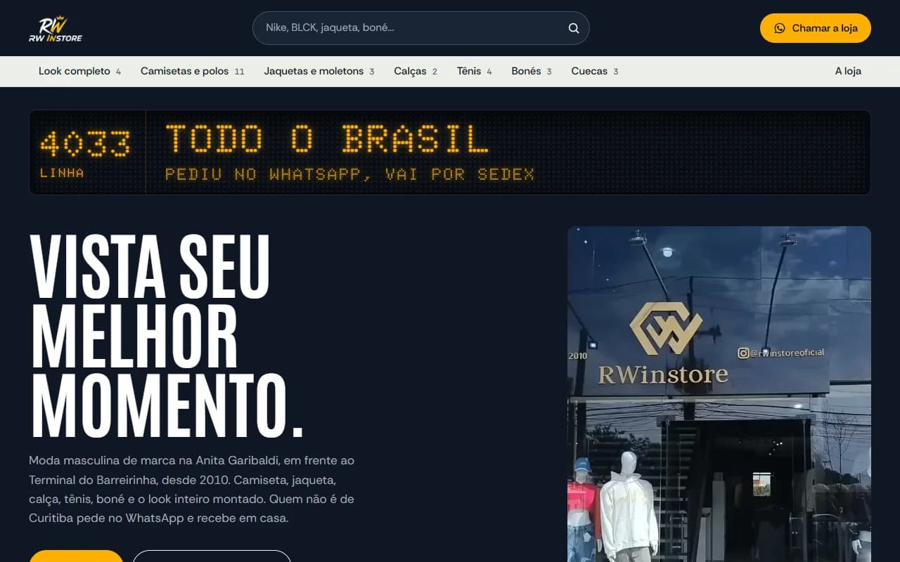 First screen of the RWinstore website