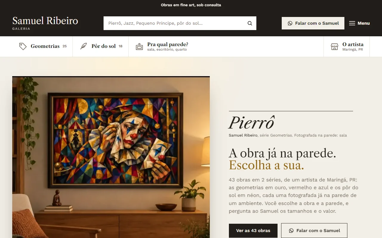 First screen of the Samuel Ribeiro website