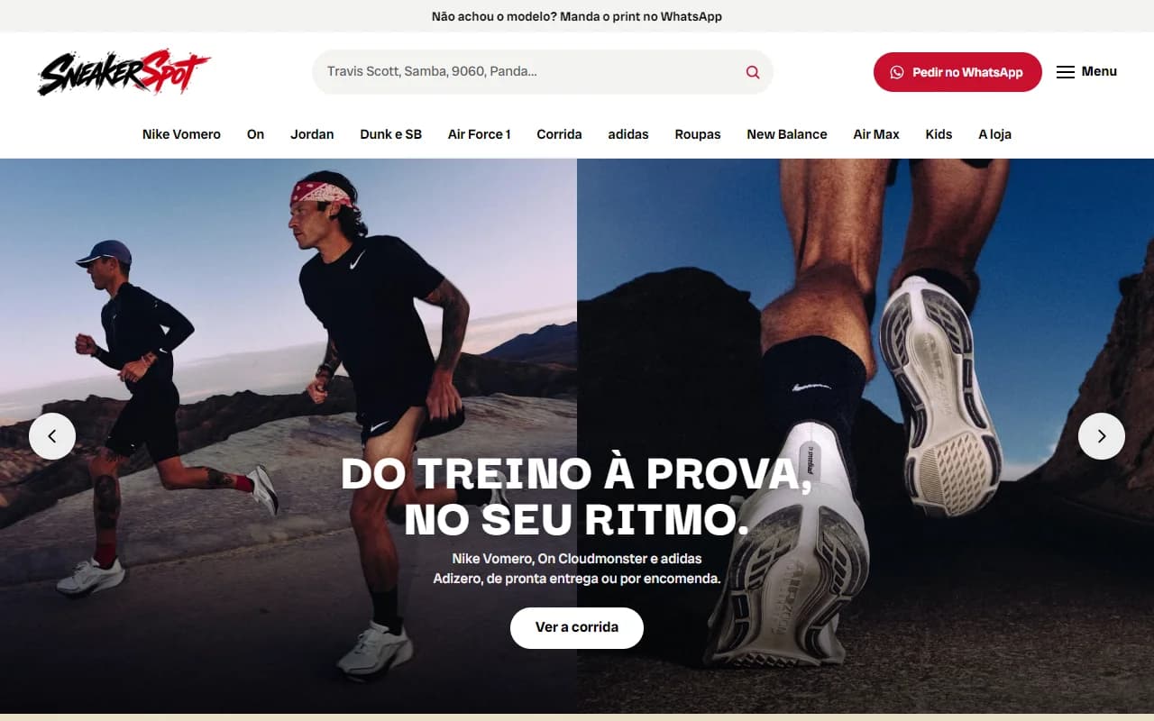 First screen of the SneakerSpot website