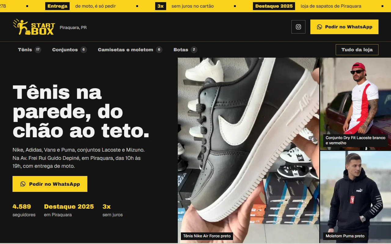 First screen of the Startbox website