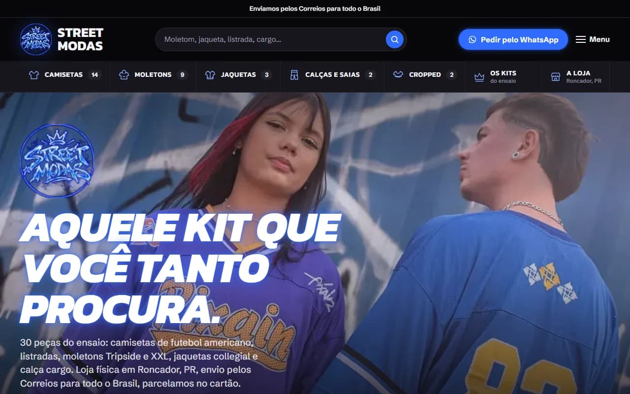 First screen of the Street Modas website