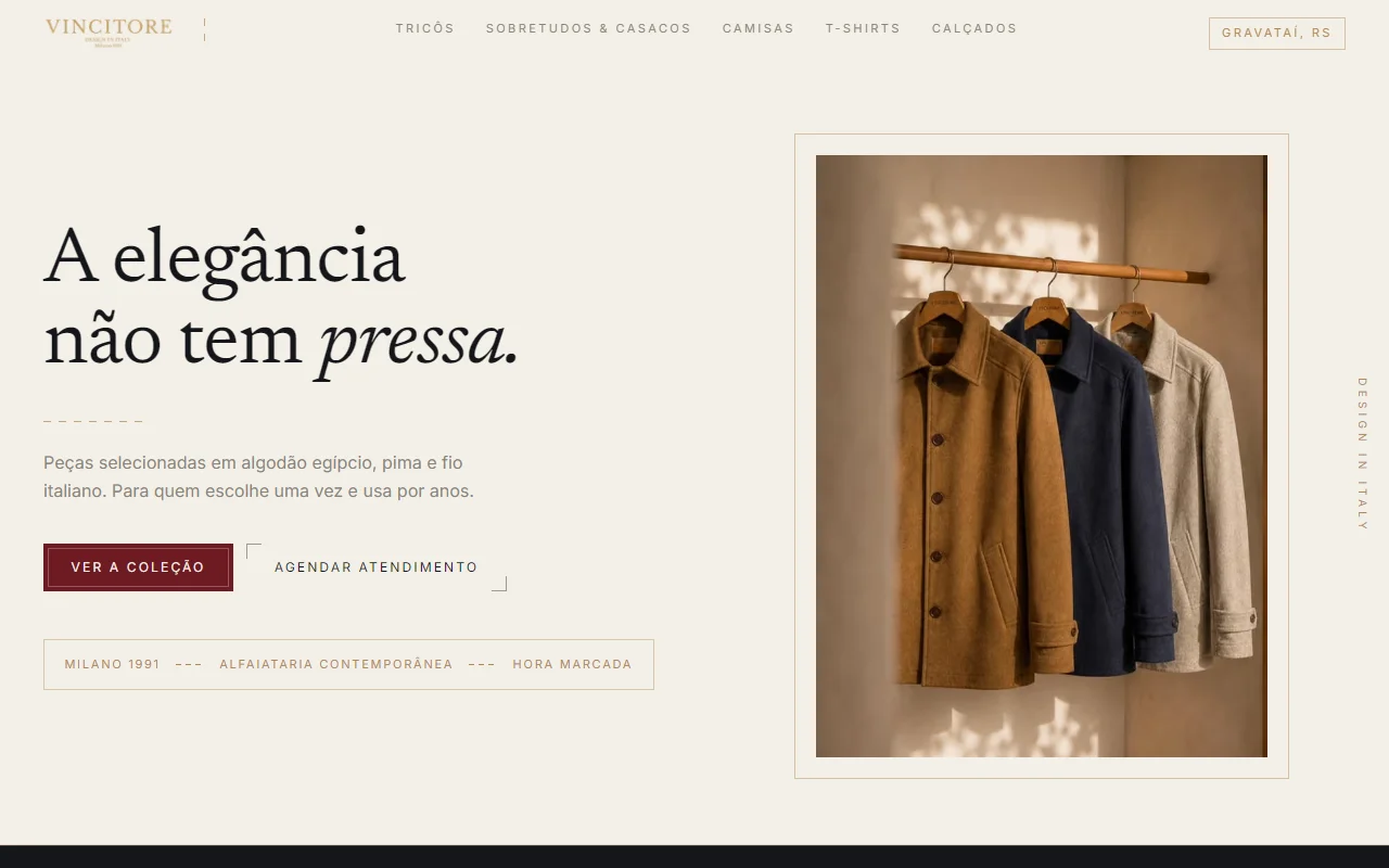 First screen of the VINCITORE website