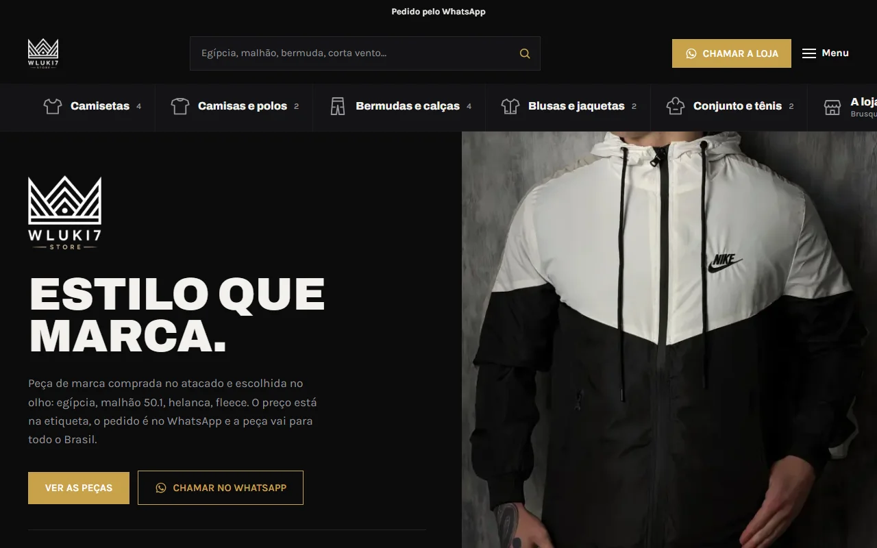 First screen of the WLUKI7 Store website