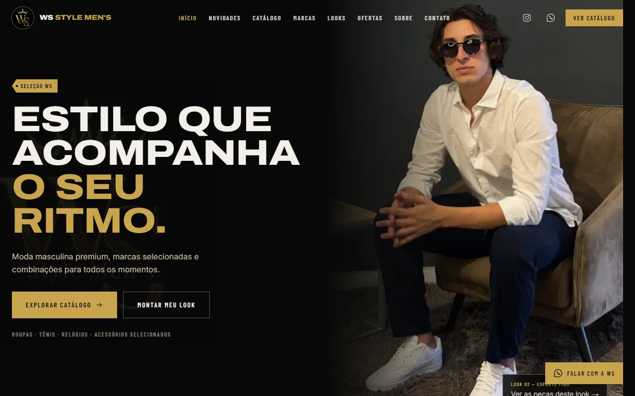 First screen of the WS Style Men's website